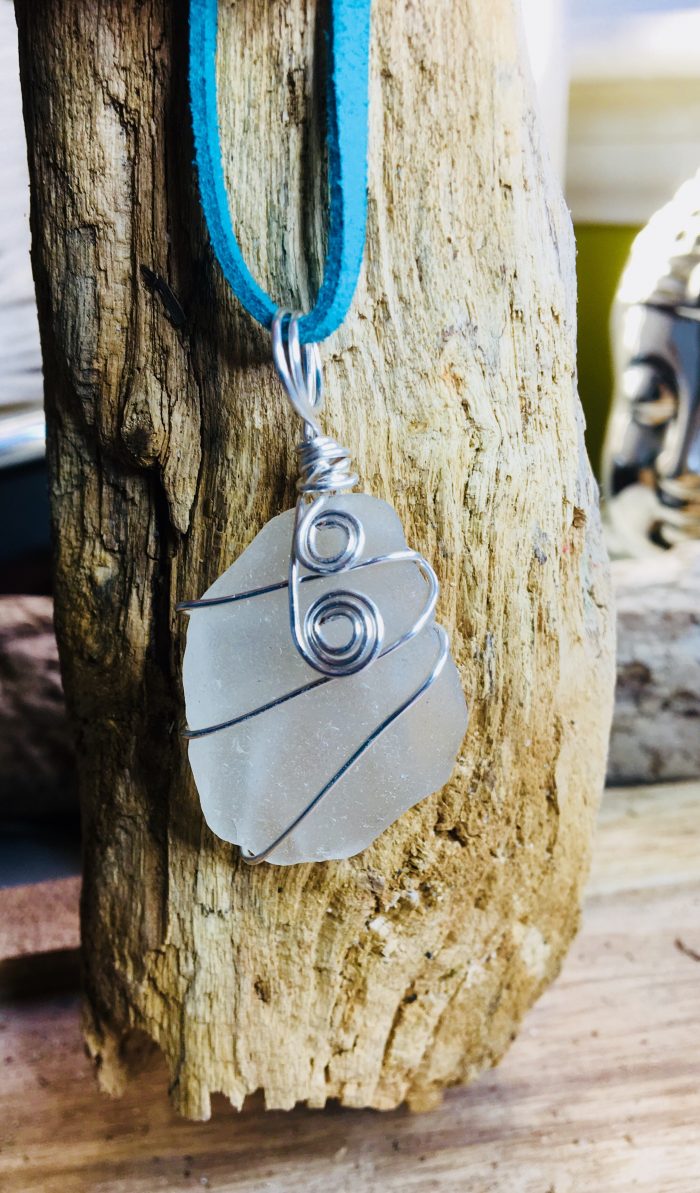 White Frosted Sea Glass & Silver - Image 3