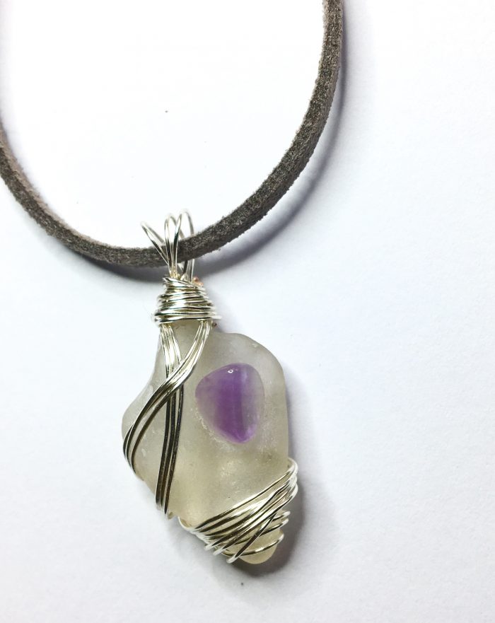 Single Amethyst & White Sea Glass - Image 2