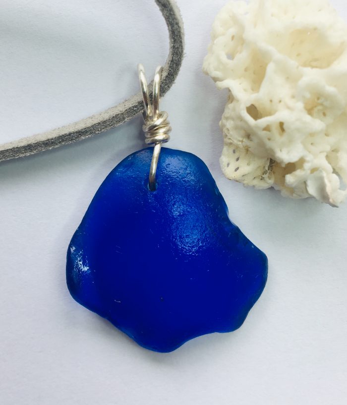 Cobalt Blue Sea Glass Pendant - Image 2