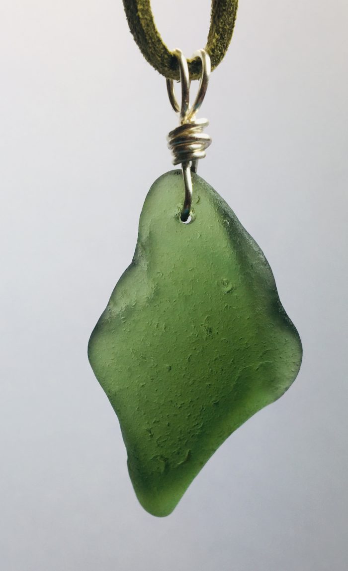 Olive Diamond Scottish Sea Glass Pendant