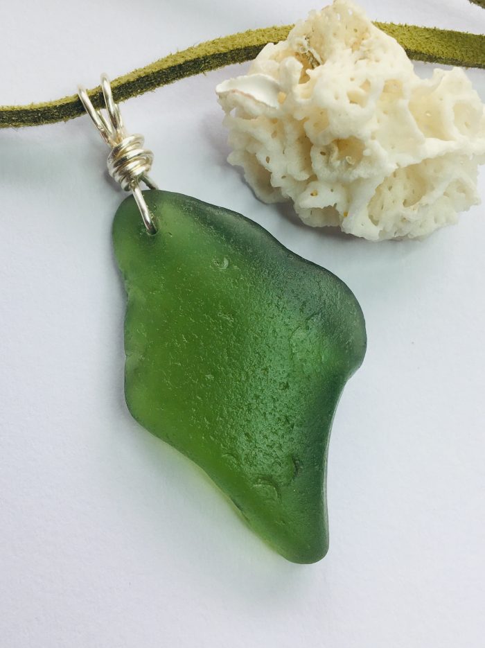 Olive Diamond Scottish Sea Glass Pendant - Image 2