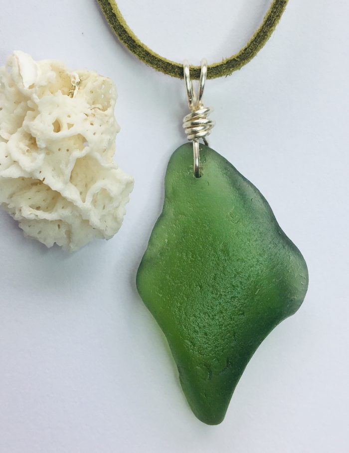 Olive Diamond Scottish Sea Glass Pendant - Image 3