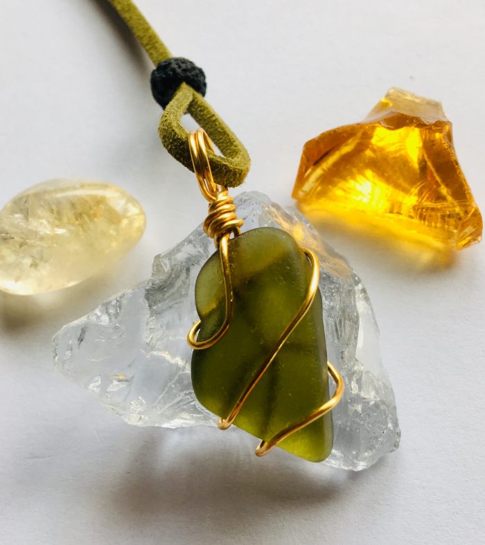 Olive Scottish Sea Glass Pendant