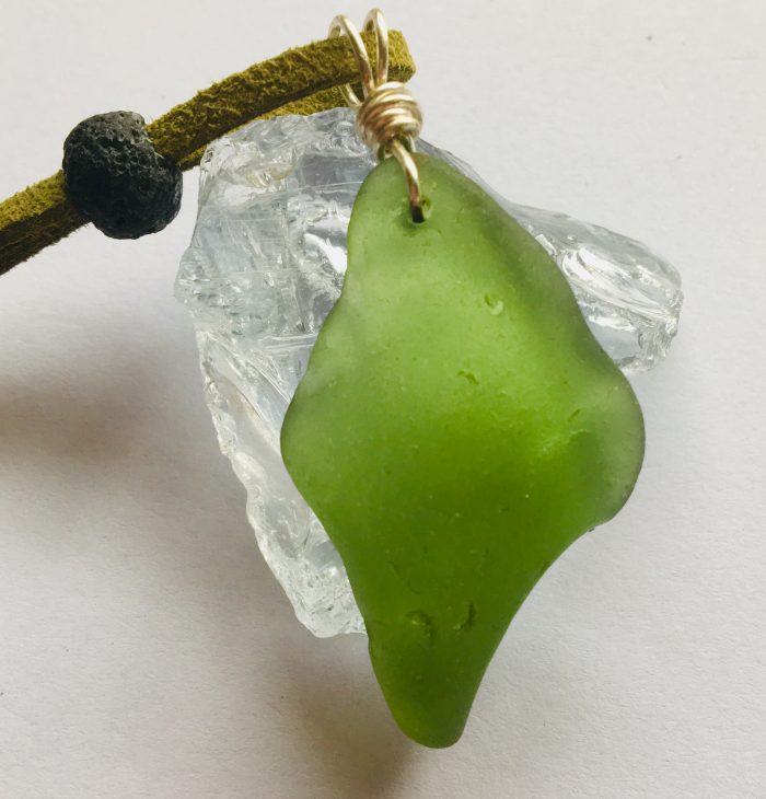 Olive Diamond Scottish Sea Glass Pendant - Image 4