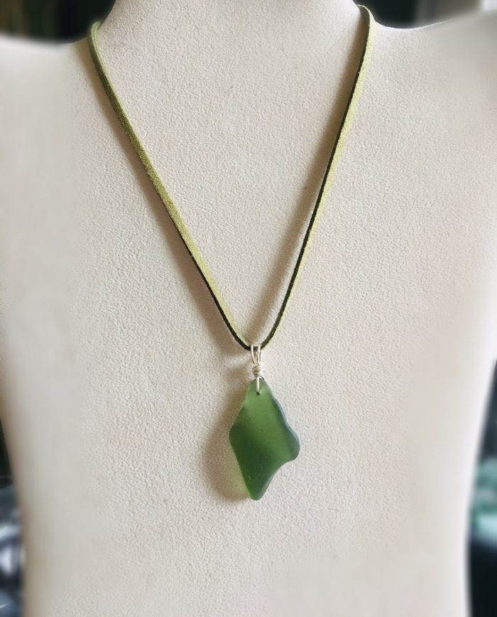 Olive Diamond Scottish Sea Glass Pendant - Image 5