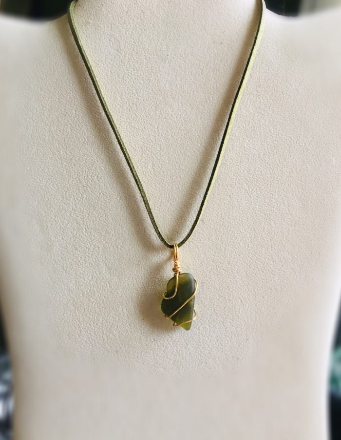 Olive Scottish Sea Glass Pendant - Image 3