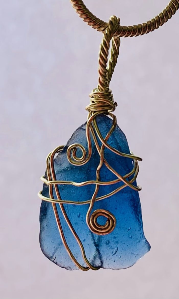 Cornflower Blue Sea Glass Pendant - Image 3